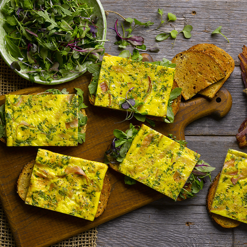 Simple Pan Egg Breakfast Open Faced Sandwiches